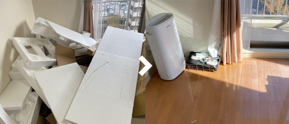 Large cardboard boxes and packing material disposal support