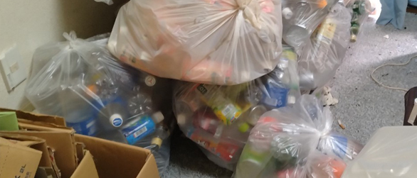 Sorting and bagging trash during cleanup