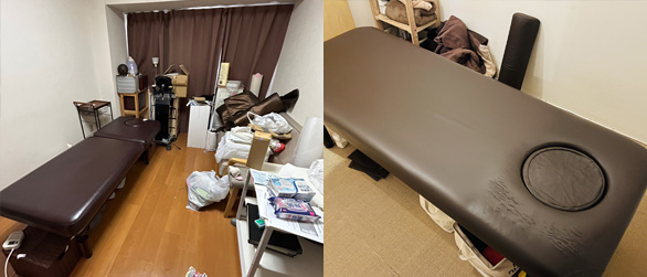 Removal of chairs shelves equipment and interior items for salons clinics and studios